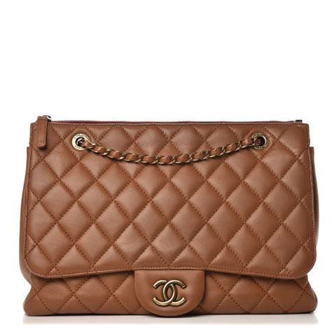 chanel maxi blizzard|CHANEL Lambskin Maxi Blizzard Zip Top Flap Bag Tan.